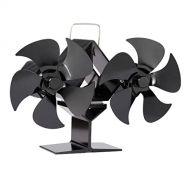 SPNEC FSJJD Black Fireplace Fan Double-Headed Heat Powered Stove Fan Log Wood Burner Quiet Home Fireplace Fan (Color : Black, Size : 160x185mm)
