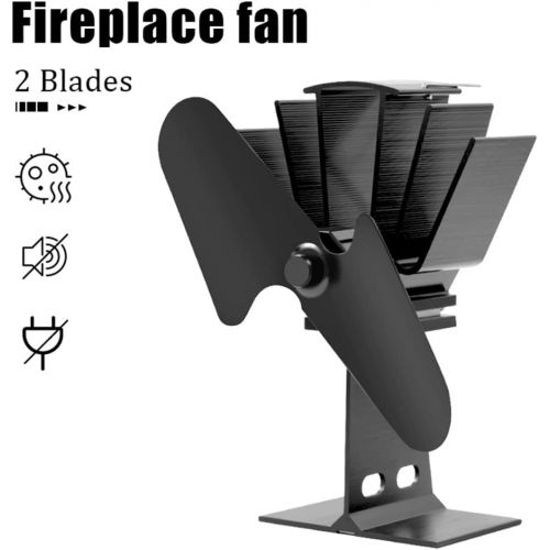  SPNEC FSJJD 2 Blade Hot Blast Stove Fan Home Silent Hot Blast Stove Fan Ultra Quiet Wood Stove Fan Fireplace (Color : Black, Size : 210x100x75mm)