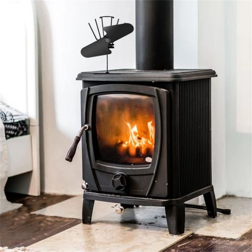  SPNEC FSJJD 2 Blade Hot Blast Stove Fan Home Silent Hot Blast Stove Fan Ultra Quiet Wood Stove Fan Fireplace (Color : Black, Size : 210x100x75mm)