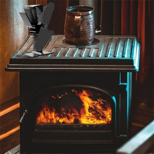  SPNEC FSJJD 2 Blade Hot Blast Stove Fan Home Silent Hot Blast Stove Fan Ultra Quiet Wood Stove Fan Fireplace (Color : Black, Size : 210x100x75mm)