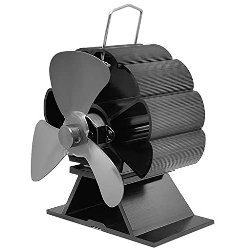  SPNEC FSJJD 3 Blade Fireplace Fan Effecient Mute Heat Blade Stove Fan Powered Log Wood Burner Quiet Fan (Color : Black, Size : 125x160x65mm)