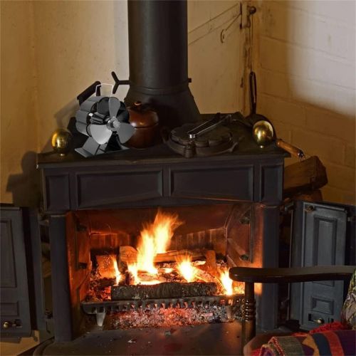  SPNEC FSJJD 3 Blade Fireplace Fan Effecient Mute Heat Blade Stove Fan Powered Log Wood Burner Quiet Fan (Color : Black, Size : 125x160x65mm)