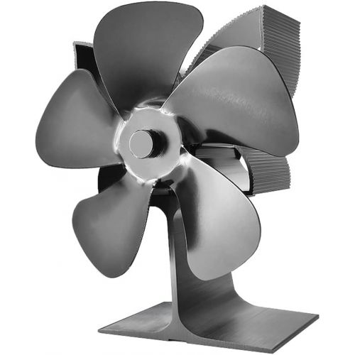  SPNEC FSJJD Fireplace Fan Ventilation 5 Heat Blade Aluminium Alloy Stove Fan Powered Log Wood Quite Energy Saving (Color : Black, Size : 185X160X75MM)