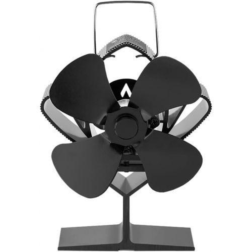  SPNEC FSJJD 4 Blade Fireplace Fan Ventilation Mini Heat Aluminium Alloy Stove Fan Powered Log Wood (Color : Black, Size : 145x110x90mm)