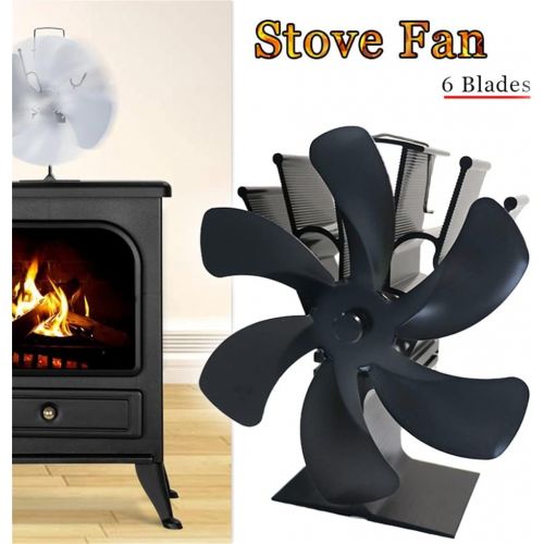  SPNEC FSJJD Black Fireplace 6 Blades Heat Powered Stove Fan Log Wood Burner Quiet Home Fireplace Fan Efficient (Color : Black, Size : 190x180x100mm)