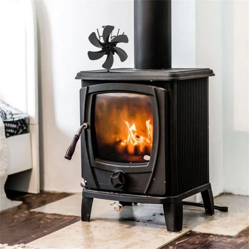  SPNEC FSJJD Black Fireplace 6 Blades Heat Powered Stove Fan Log Wood Burner Quiet Home Fireplace Fan Efficient (Color : Black, Size : 190x180x100mm)