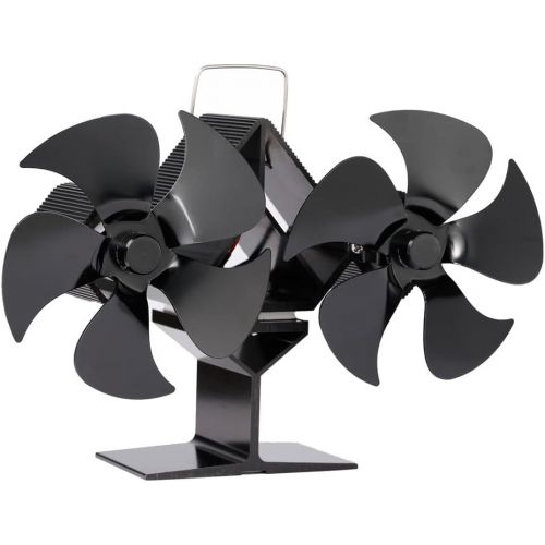  SPNEC FSJJD Black Fireplace Fan Double Headed Heat Powered Stove Fan Log Wood Burner Quiet Home Fireplace Fan (Color : Black, Size : 160x185mm)