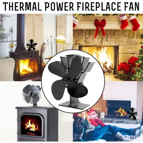  SPNEC FSJJD 4 Blades Black Fireplace Heat Powered Stove Fan Heat Self Powered Log Wood Stove Top (Color : Black, Size : 23014075mm)