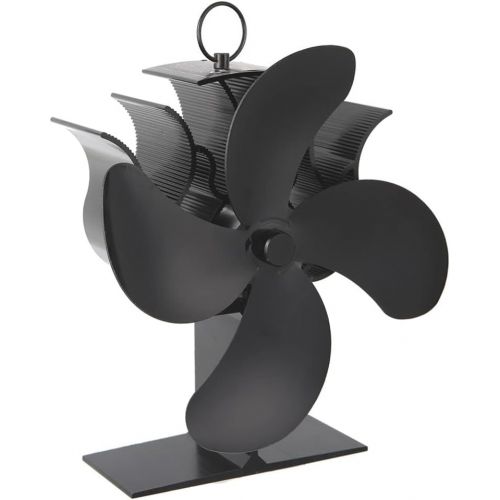  SPNEC FSJJD Black Fireplace Fan 4 Blade Heat Powered Stove Fan Log Wood Burner Quiet Fan Home (Color : Black, Size : 21X13X16CM)