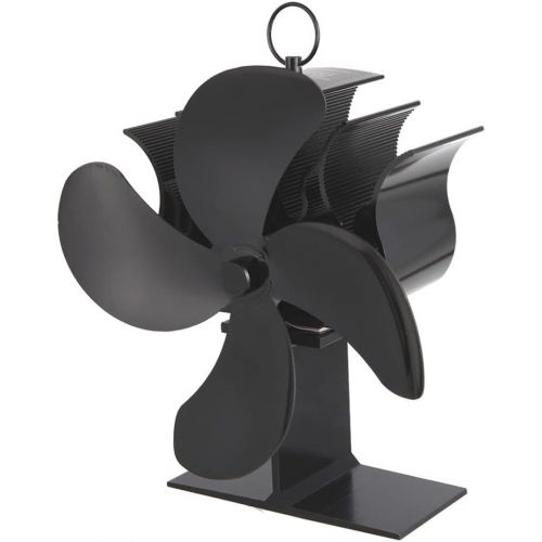  SPNEC FSJJD Black Fireplace Fan 4 Blade Heat Powered Stove Fan Log Wood Burner Quiet Fan Home (Color : Black, Size : 21X13X16CM)