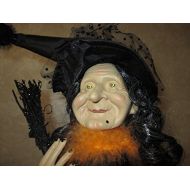 SPOOKED NWT Large, 30 Shelf Sitter Pumpkin Witch Doll w/Broom & Owl Pumpkin-Halloween!