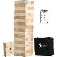 SPORT BEATS Large Tower Game Life Size Lawn Yard Outdoor Games for Adults and Family Wooden Stacking Games- Includes Rules and Carry Bag-54 Large Blocks