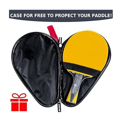  Ping Pong Paddle with Killer Spin + Case for Free - Professional Table Tennis Racket for Beginner and Advanced Players - Improve Your Ping Pong Skills with JT Ping Pong Paddle Set