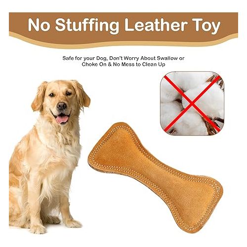  SPOT Ethical Pets Dura Fused Leather Bone Dog Toy, 7-Inch