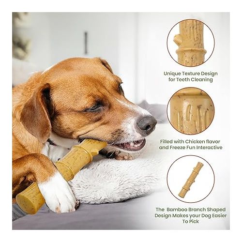  SPOT Bam-bones PLUS Bamboo Stick - Bamboo Fiber & Nylon, Durable Long Lasting Dog Chew for Aggressive Chewers - Great Toy for Adult Dogs & Puppies under 60lbs, Non-Splintering, 5.25in, Chicken Flavor