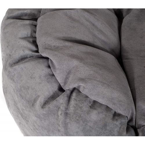  SPOT Sleep Zone Faux Suede Carved Plush Lounger, Cuddler, Napper Dog Bed - Fabric Bottom - 32X25 Inches/Grey/Attractive, Durable, Comfortable, Washable. by Ethical Pets (32930)