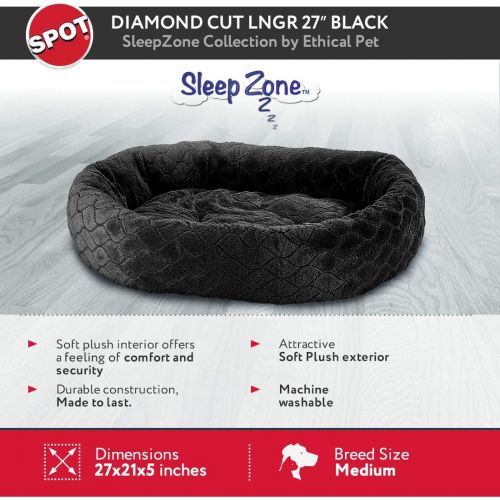 Ethical Pets Sleep Zone Diamond Cut Lounger Black - Pet Bed for Medium Size Dogs - Attractive, Durable, Comfortable, Washable by SPOT, 27x21 (32999)