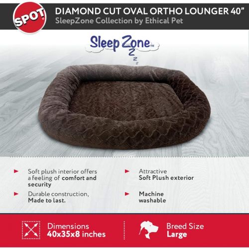  Ethical Pets Sleep Zone Diamond Cut Plush Oval Orthopedic Donut, Cuddler Dog Bed - Non-Woven Bottom - 40X35 Inches