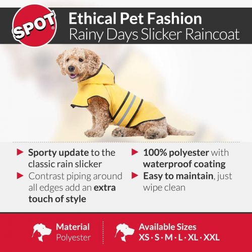  Ethical Pet Fashion Pet Dog Raincoat For Small Dogs | Dog Rain Jacket With Hood | Dog Rain Poncho | 100% Polyester | Water Proof | Yellow w/ Grey Reflective Stripe | Perfect Rain Gear For Your