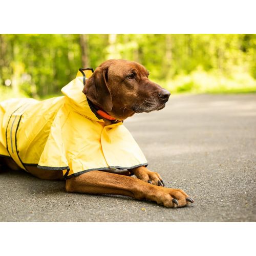  Ethical Pet Fashion Pet Dog Raincoat For Small Dogs | Dog Rain Jacket With Hood | Dog Rain Poncho | 100% Polyester | Water Proof | Yellow w/ Grey Reflective Stripe | Perfect Rain Gear For Your