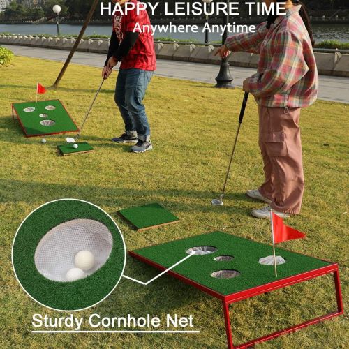  [아마존베스트]SPRAWL Golf Cornhole Set Chipping Game Indoor/Outdoor Golf Chip Shot Yard Game Hitting Mat for Tailgate, Party, Office, Backyard 2 x 3 FT