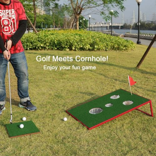  [아마존베스트]SPRAWL Golf Cornhole Set Chipping Game Indoor/Outdoor Golf Chip Shot Yard Game Hitting Mat for Tailgate, Party, Office, Backyard 2 x 3 FT