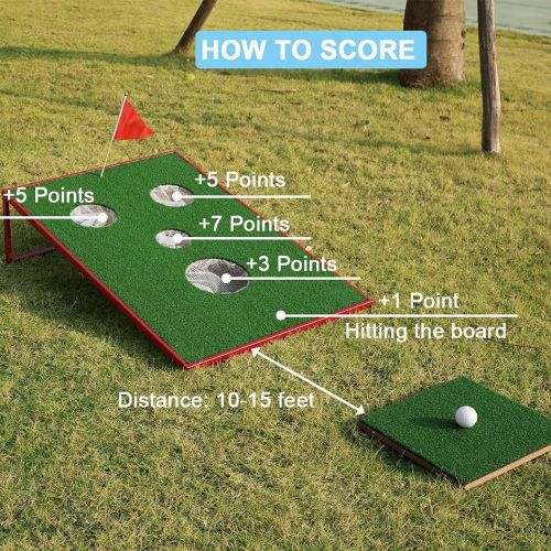  [아마존베스트]SPRAWL Golf Cornhole Set Chipping Game Indoor/Outdoor Golf Chip Shot Yard Game Hitting Mat for Tailgate, Party, Office, Backyard 2 x 3 FT