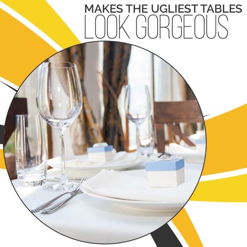  SPRINGROSE Ecoluxe 90 x 156 Inch Rectangular White Tablecloth 10 Set | Sleek & Elegant Touch, Crease & Wrinkle Resistant Polyester | For Wedding Receptions, Banquets, Restaurants,