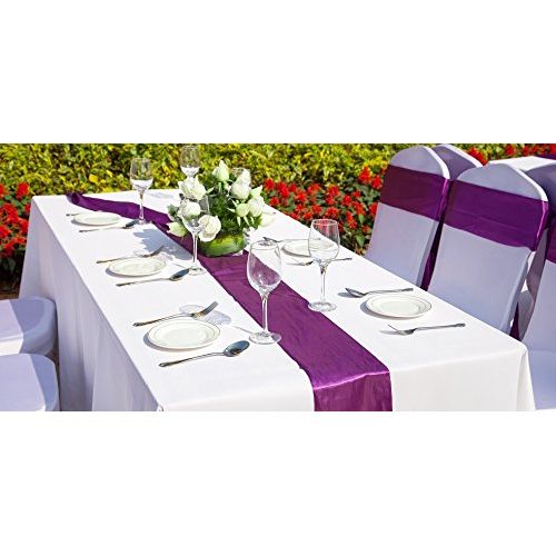  SPRINGROSE Ecoluxe 60 x 102 Inch Rectangle White Tablecloth- Set of 10 | Sleek & Elegant Touch, Crease & Wrinkle Resistant Polyester | For Wedding Receptions, Banquets,Parties, Sho