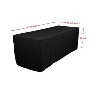 SPRINGROSE 6 Foot Fitted Ecoluxe Black Polyester Rectangle Tablecloths (Pack of 10). Perfect For Any Occasion Including A Wedding.