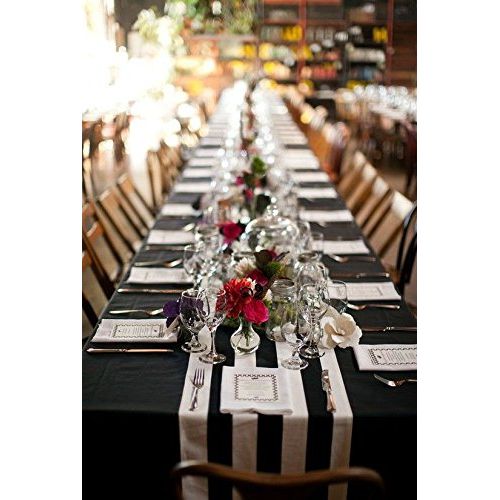  SPRINGROSE 6 Foot Fitted Ecoluxe Black Polyester Rectangle Tablecloths (Pack of 10). Perfect For Any Occasion Including A Wedding.