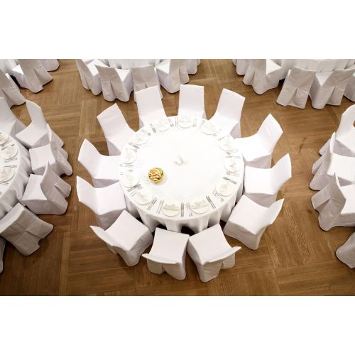  SPRINGROSE Ecoluxe 90 Inch Round White Tablecloth 10 Set | Sleek & Elegant Touch, Crease &...