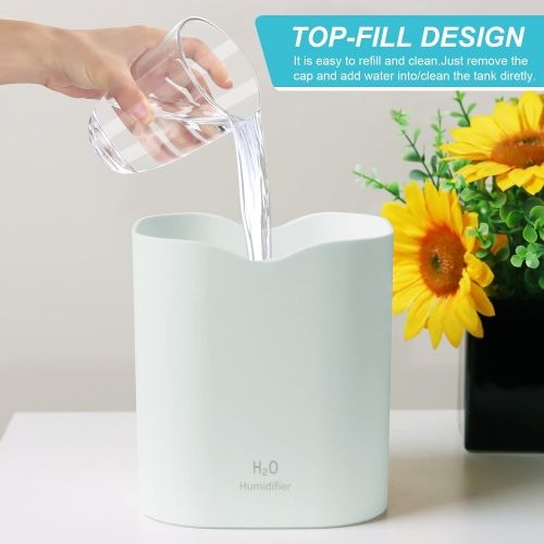  SPURUPS Humidifiers for Bedroom, 2L Cool Mist Humidifier for bedroom, USB Portable Desk Humidifier, Quiet Ultrasonic Humidifier with 2 Mist Modes and 7-Color Light, Auto Shut-Off, for Trav