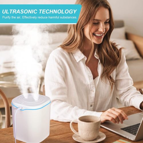  SPURUPS Humidifiers for Bedroom, 2L Cool Mist Humidifier for bedroom, USB Portable Desk Humidifier, Quiet Ultrasonic Humidifier with 2 Mist Modes and 7-Color Light, Auto Shut-Off, for Trav