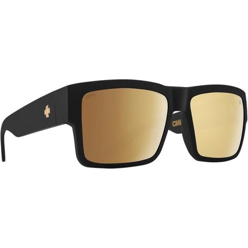  Spy Optic Cyrus Sunglasses Soft Matte Black with Happy Bronze Gold Spectra Mirrored Lens