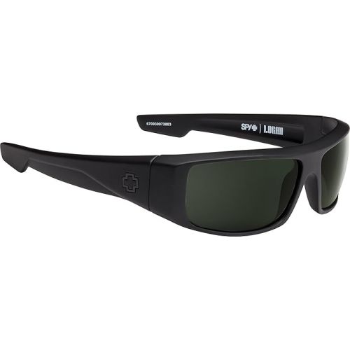  Spy Optic Logan 670939973864 Polarized Wrap Sunglasses, (Soft Matte Black/Happy Gray/Green Polar)