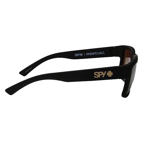  Spy Optic Montana Sunglasses Matte Black w/Happy Bronze with Gold Mirror Lens + Sticker