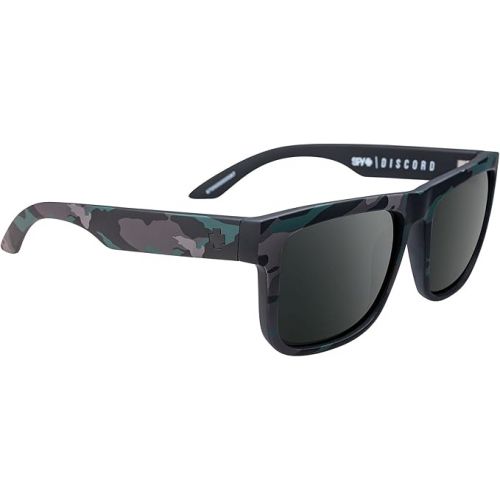  SPY Optic Discord, Square Sunglasses, Color and Contrast Enhancing Lenses, Stealth Camo - HD Plus Gray Green with Black Spectra Mirror Lenses