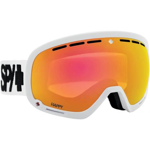  SPY Optic Marshall Snow Goggle, Winter Sports Protective Goggles, Color and Contrast Enhancing Lenses, Matte White - Happy ML Rose with Red Spectra Mirror Lenses