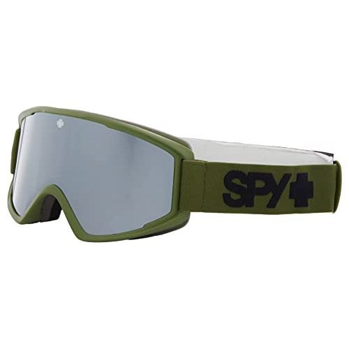  SPY Optic Crusher Elite Snow Goggle, Winter Sports Protective Goggles, Color and Contrast Enhancing Lenses, Matte Olive - Bronze with Silver Spectra Mirror Lenses