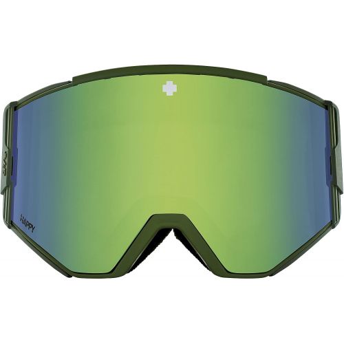  SPY Optic ACE Snow Goggle, Winter Sports Protective Goggles, Color and Contrast Enhancing Lenses, Monochrome Olive - Happy LL Yellow with Green Spectra Mirror Lenses