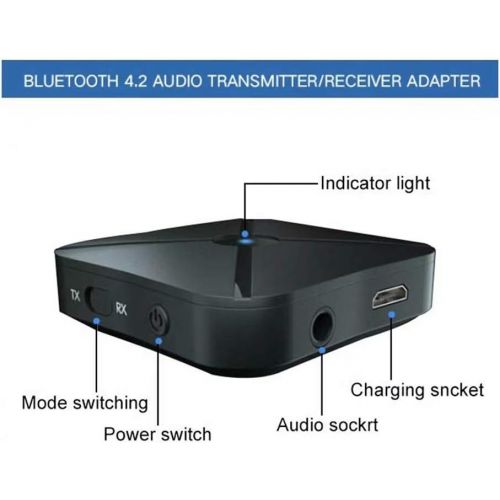  SPYJ Bluetooth 5.0 Adapter Bluetooth Transmitter Receiver 2in1 Wireless 3.5mm AUX aptX Low Latency Adapter Suitable for TV / Home Audio Systems, Suitable for Single Bluetooth Signal Dev