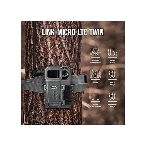  SPYPOINT Link-Micro-LTE Twin Pack Cellular Trail Cameras - 4G/LTE,10MP Photos, Night Vision 4 LED Infrared Flash 80' Detection Range, 0.5S Responsive Trigger Speed, Cell Cam for Hunting-for USA only