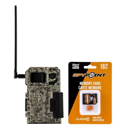  SPYPOINT Link Micro with 16GB MicroSD (Smallest on The Market!) Wireless/Cell Trail Camera, 4 Power LEDs, Fast 4G Photo Transmission w/Preactivated SIM, Fully Configurable via App