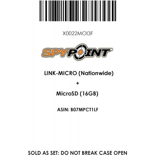  [아마존베스트]SPYPOINT LINK MICRO with 16GB MicroSD (Smallest on The Market!) Wireless/Cell Trail Camera, 4 Power LEDs, Fast 4G Photo Transmission w/Preactivated SIM, Fully Configurable via App