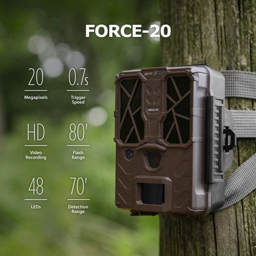  [아마존베스트]SPYPOINT FORCE-20 Trail Camera 20MP HD Video w/ 48x High Power LEDs & Infrared Boost Tech for GREAT NIGHT IMAGE, 80 Flash Range, Low Glow Backlit Setup LCD Screen