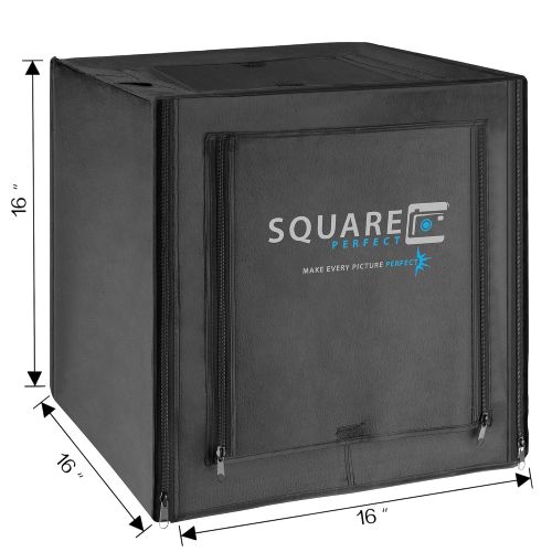  SQUARE PERFECT Square Perfect 16 Inch LED Photo Studio in A Box w4 Color Backdrops Pro Quality