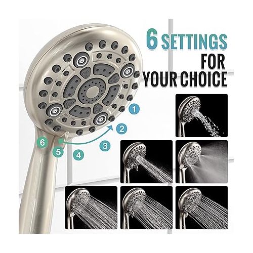  SR SUN RISE Shower Faucet - 3 Function High Pressure 10 Inch Shower Head System- 6 Setting Handheld Shower Head Fixtures- Valve Included - Brushed Nickel