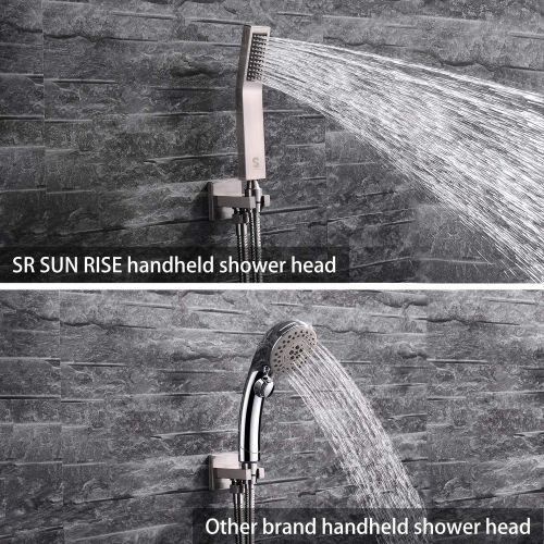  [아마존 핫딜] [아마존핫딜]SR SUN RISE SRSH-D1203 12 Inch Bathroom Luxury Rain Mixer Shower Combo Set Wall Mounted Rainfall Shower Head System Polished Chrome Shower Faucet Rough-in Valve Body and Trim Inclu