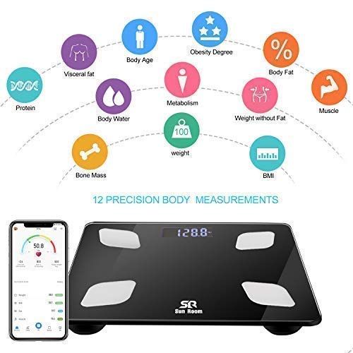  SR SUN ROOM SR Bluetooth Body Fat Scale- Wireless Digital Bathroom Weight Scale- Smart BMI Scale, Body...